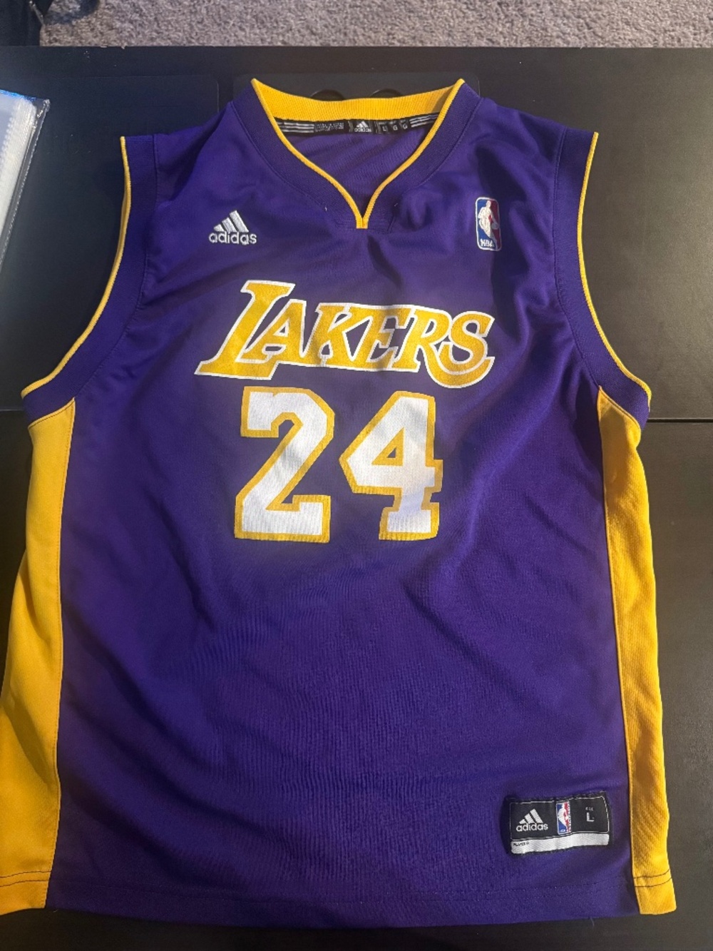 Kobe Bryant Adidas Boys' Purple and Yellow Jersey (14-16) L